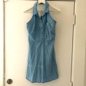 Derek Heart Denim Halter A-Line Dress - L
